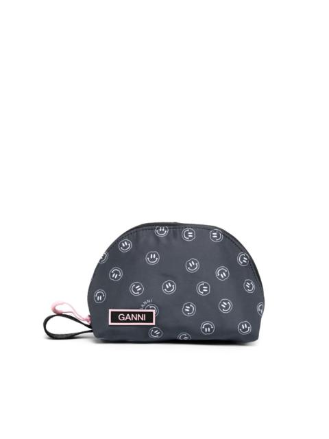 smiley-print makeup bag
