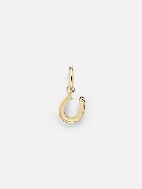 Baby Charm Horseshoe 18kt gold single earring with sapphire