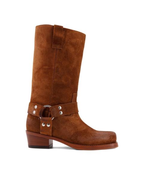 ring-detail suede knee-high boots