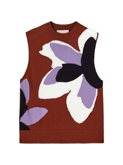 flower-print vest