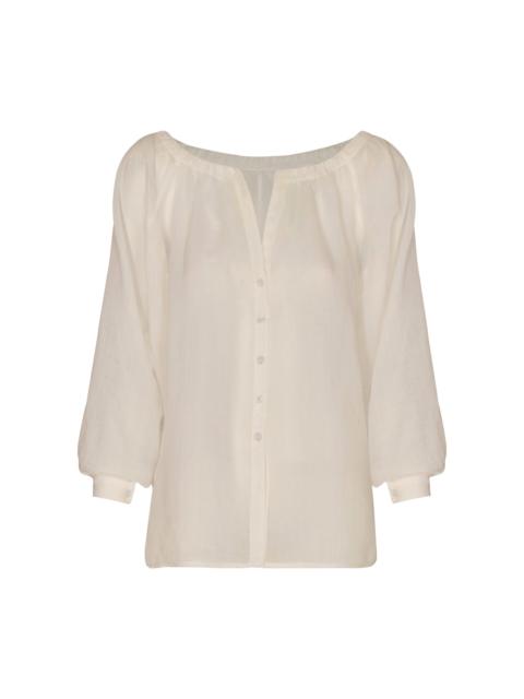 Entenderse V-Neck Linen Blouse ivory
