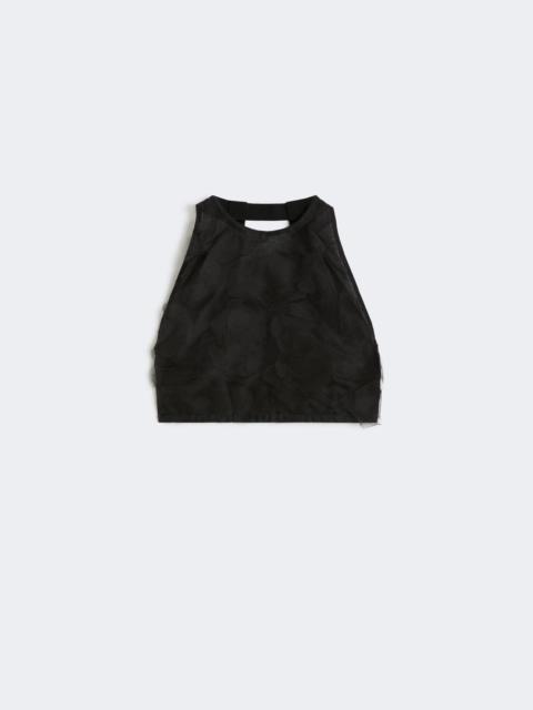 Crop top in silk fil coupé jacquard - BLACK
