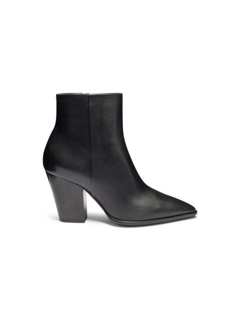 Women's black leather texan ankle boot