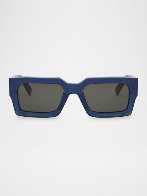 Men's 3-Dot Acetate Rectangle Sunglasses