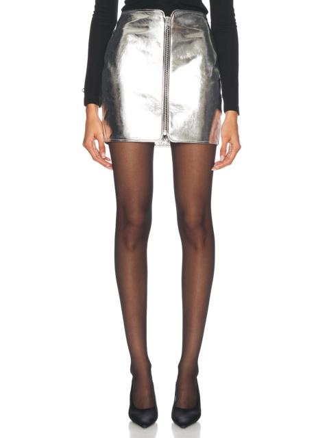 Zipped Leather Mini Skirt