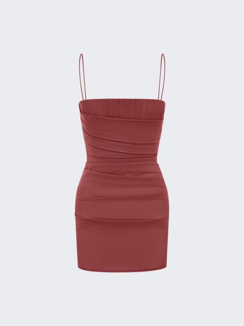 Tucked Corset Mini Dress Cognac