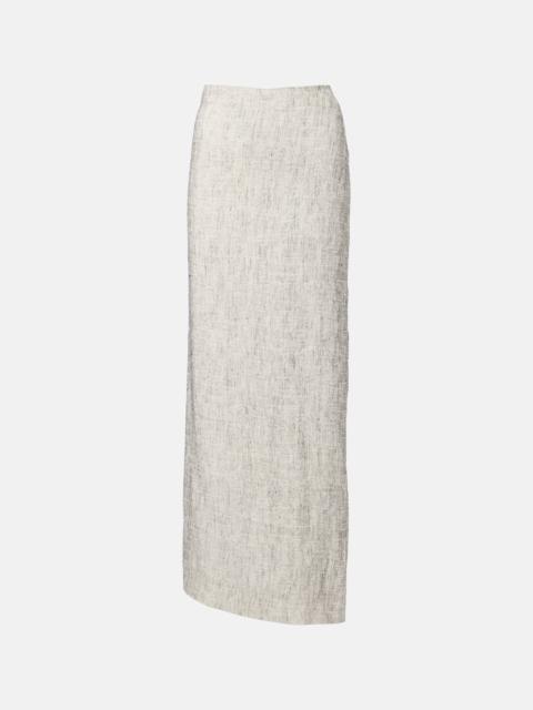 Linen and silk maxi skirt