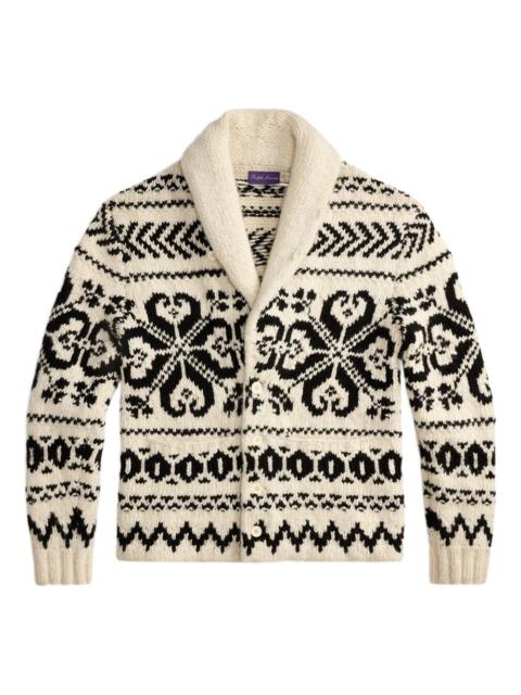 shawl-collar jacquard cardigan