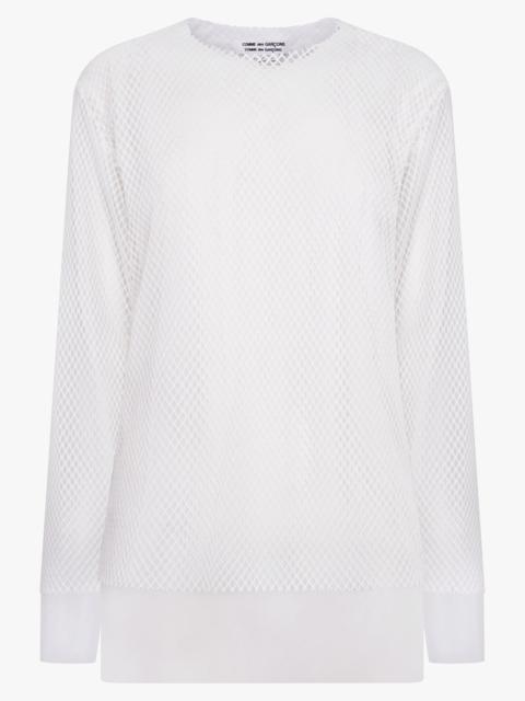LAYERED L/S SHEER X NETTED MESH TOP | OFF WHITE