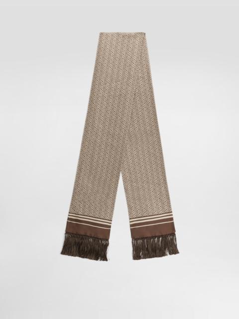 Silk twill scarf with micro-design and logo