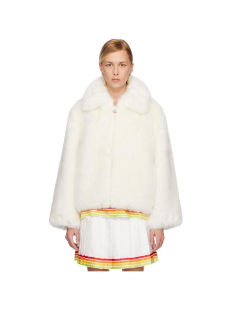 White Zip Faux-Fur Jacket