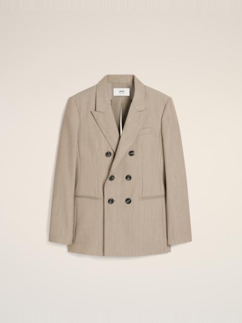 BEIGE WOOL BACK SLIT DOUBLE BREASTED JACKET