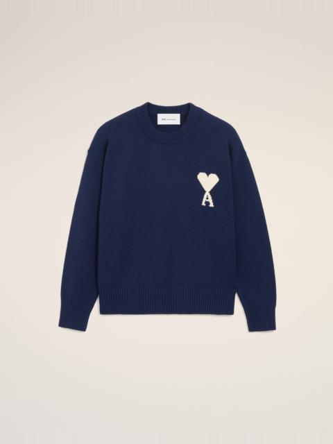 BLUE WOOL AND COTTON CREWNECK AMI DE COEUR SWEATER