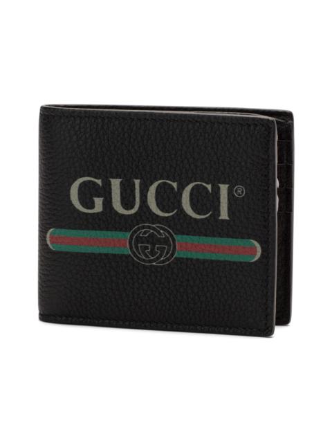 Gucci Print Bifold Wallet Leather (8 Card Slots) Black