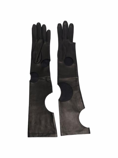 cut out-detail leather gloves