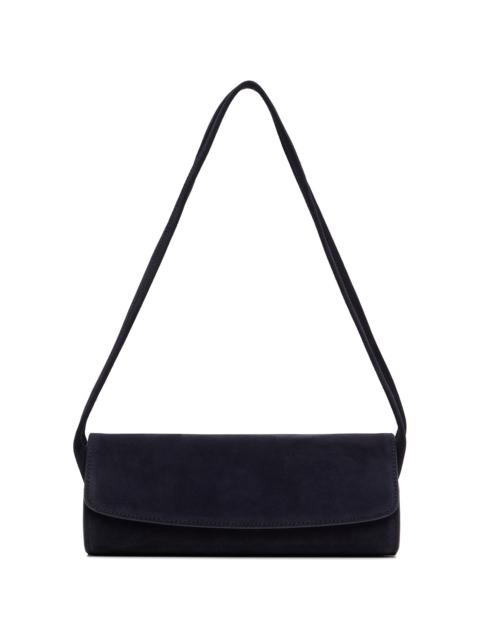 Navy Suede Cylinder Bag