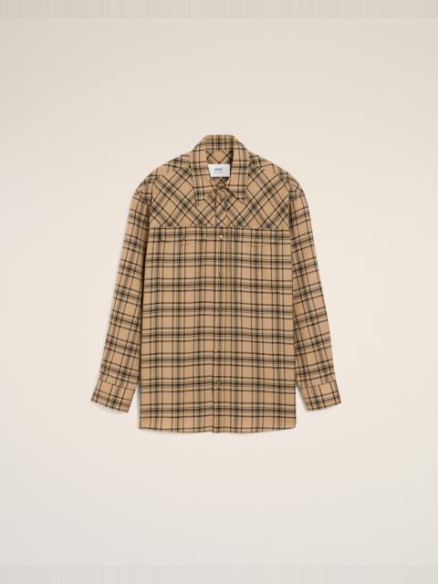 BROWN WOOL CHECKED LUMBERJACK SHIRT