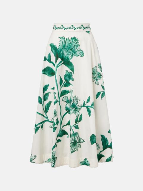 Bergamota embellished floral cotton maxi skirt
