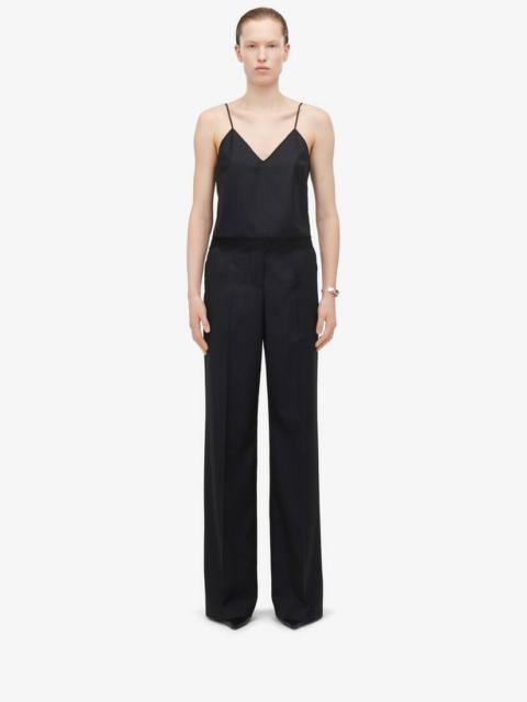 Women's High-waisted Wide Leg Trousers in Navy