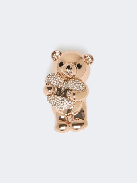 Metal brooch with rhinestones - ANTIQUE ROSE