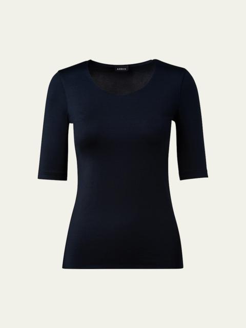 Scoop-Neck Silk Jersey T-Shirt