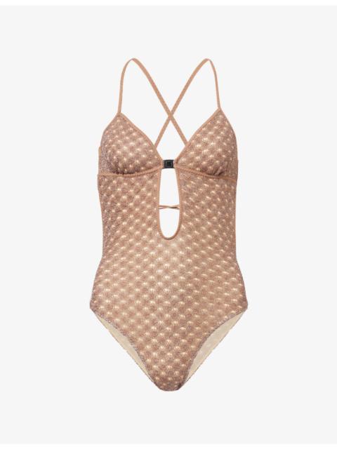Metallic V-Neck Swimsuit