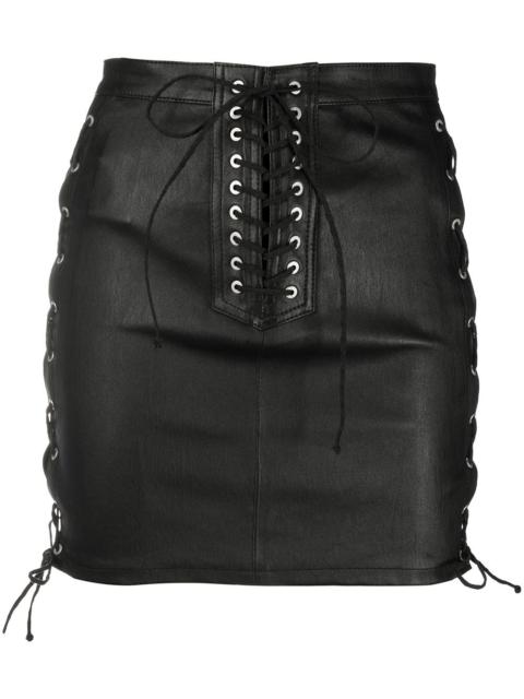 laced leather mini skirt
