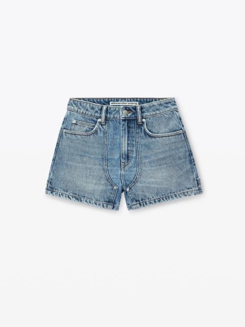 High-Waist Workwear Shorts in Clear Bead Hotfix