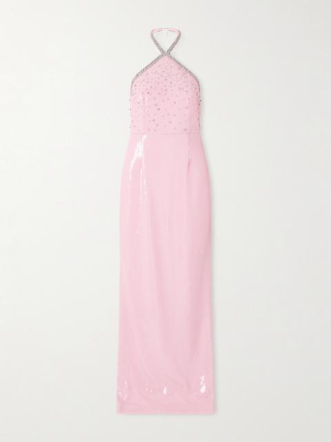 Lydia Embellished Chiffon Halterneck Gown