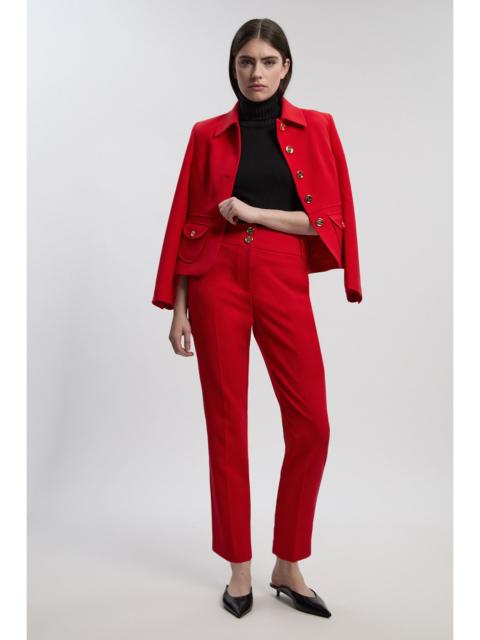 Textured Compact Stretch Tailored Straight Leg Trouser