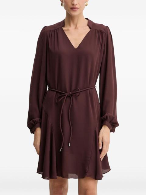 V-neck flounced mini dress