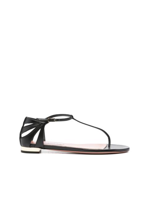 leather fan-cut sandals