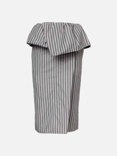 Striped cotton poplin midi skirt