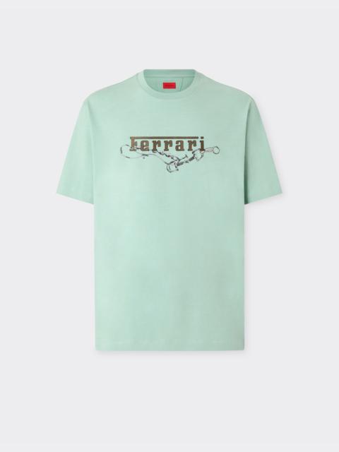 Cotton T-shirt with Ferrari embroidery