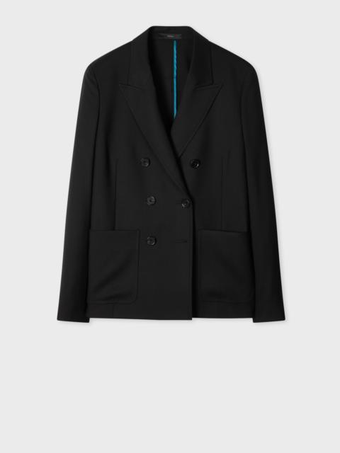 Women's A Suit To Travel In - Black Unlined Double-Breasted Wool Blazer