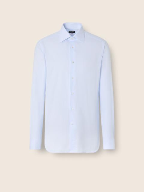 LIGHT BLUE AND WHITE MICRO-CHECKED 300 COTTON SHIRT