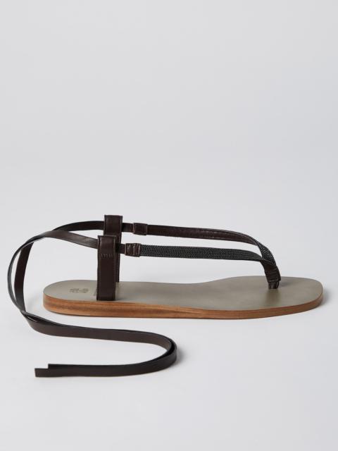 Soft nappa leather sandals with precious straps
