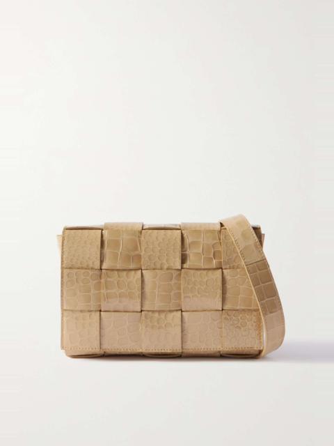 Cassette intrecciato croc-effect leather shoulder bag