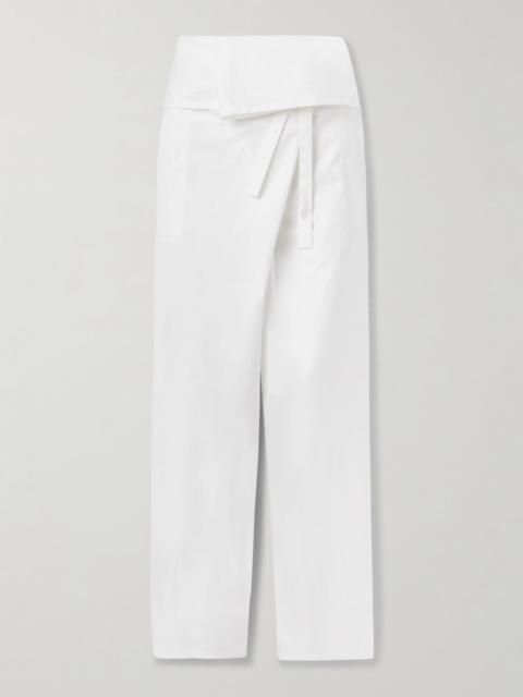Fisherman tie-front cotton wide-leg pants Off-white