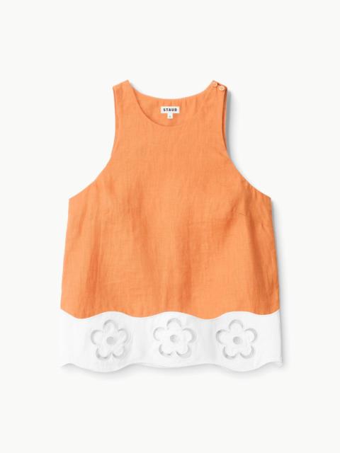 STAUD MIKA LINEN TOP APRICOT WHITE
