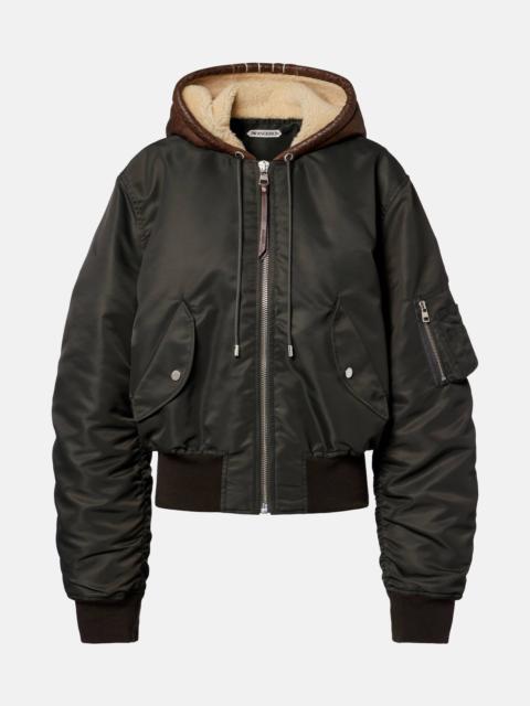 Shearling-trimmed bomber jacket