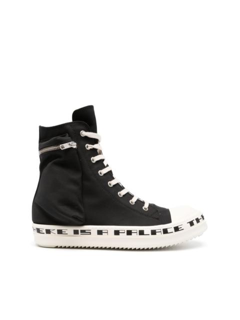 slogan-print high-top sneakers