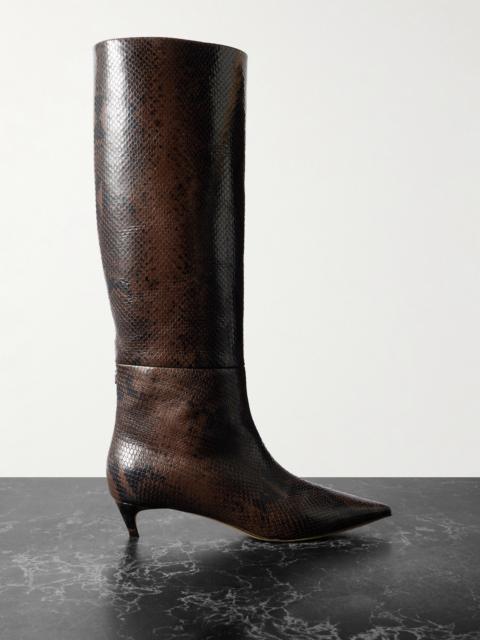 Maxima 35 Snake-effect Leather Knee Boots
