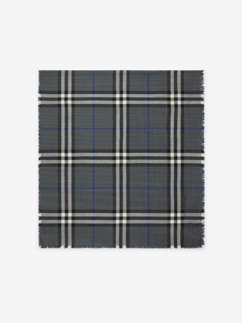 Reversible Check Wool Silk Scarf