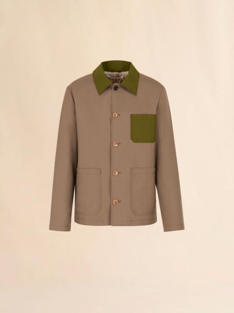 BROWN TROPICAL WOOL WORKWEAR JACKET