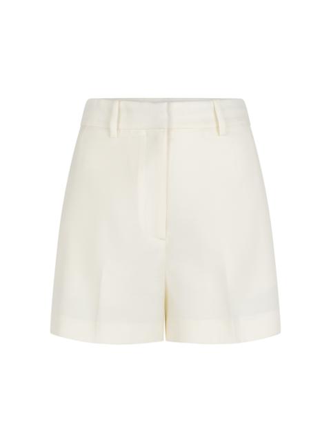 Pilar High-Rise Wool-Silk Shorts ivory