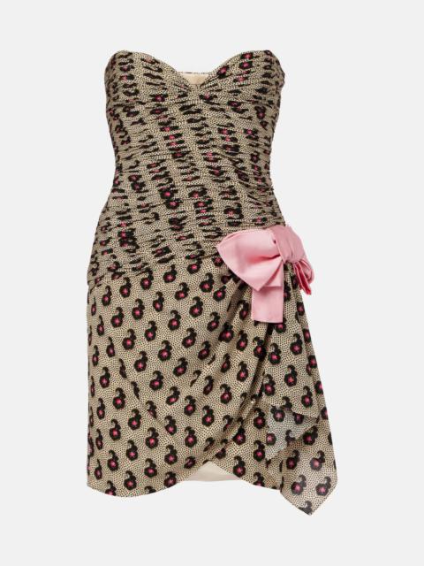 Bow-detail silk minidress