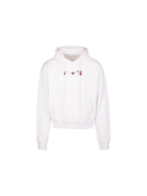 OFF-WHITE Acrylic Arrow Logo Print Hooded Sweatshirt White Black Fucshia