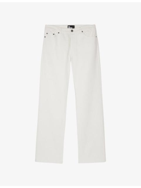 Wide-Leg Mid-rise Coated Cotton Jeans