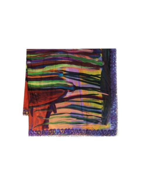 abstract-print frayed scarf